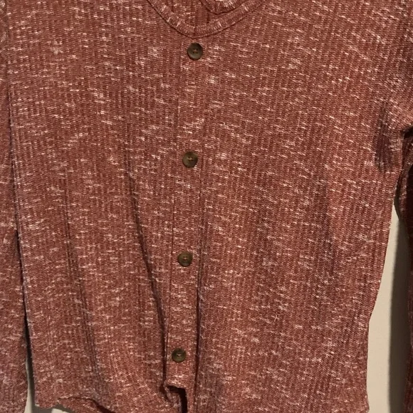 Bobbie Brooks Marled Red Cardigan with Criss-Cross Neckline - Picture 7 of 7